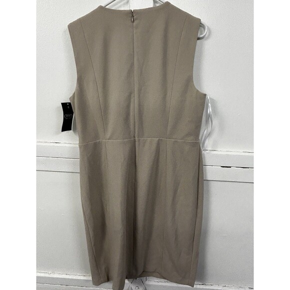 Chaps Women’s Khaki Belted Wrap Sheath Dress - Size 14 NWT‎ Beige Gold Accent - Picture 2 of 6
